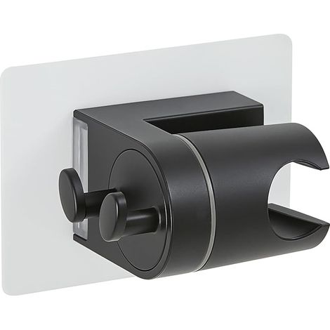 Support Pommeau de Douche sans Percage, Autocollant Support de Douche, Support Douchette Universel, Angle Réglable, Noir Mat