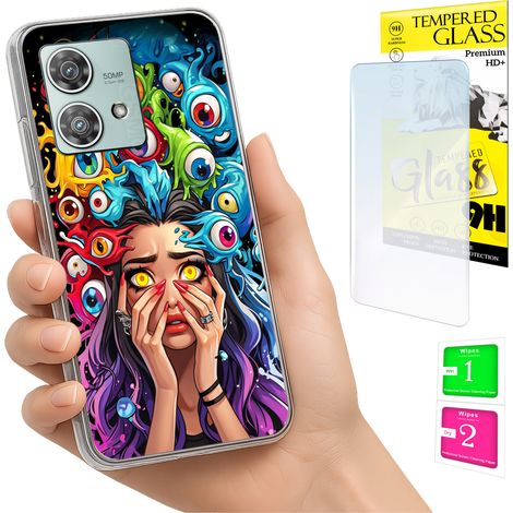 Custodia per Motorola Edge 40 Neo Photo Case Back Eyes + vetro 9H (1/5)