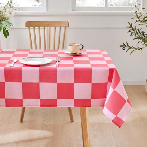 Karierte Tischdecke Rechteckig, Wasserabweisend, Waschbar, 100x140cm, Doppel-Pink
