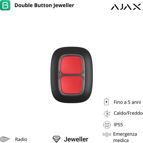 38102 - Jeweller - DoubleButton - Botón de emergencia inalámbrico con protección contra pulsaciones accidentales - color black - Ajax seguridad inalámbrica