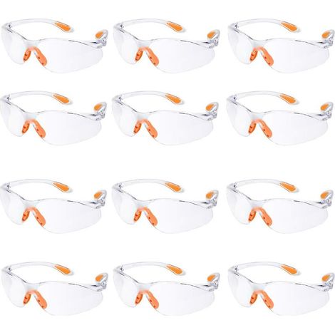 Ugreat – Lot de 12 lunettes de protection – Norme EPI – Verres transparents anti-buée – Protection contre éclaboussures et impacts – Confort ajustable