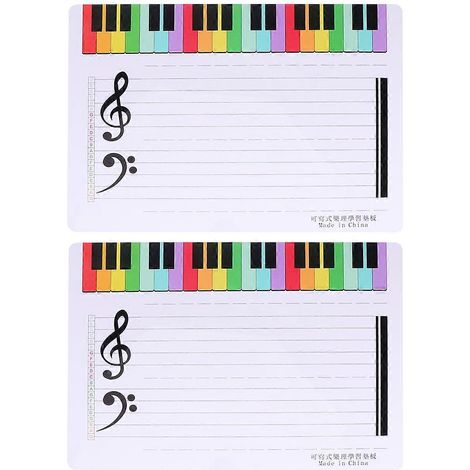 Lot de 2 mini tableaux blancs effaçables à sec pour la pratique musicale et l'apprentissage de la musique.-28.4X21cm-White