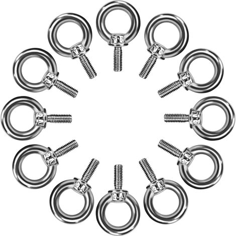 APEX Boulons à Oeil M4 Eye Bolts Anneau de Levage Anneaux Filetage Vis en Acier Inoxydable 304 pour Sangler Corde Relier DIY 12 Pièces Silver (1/5)