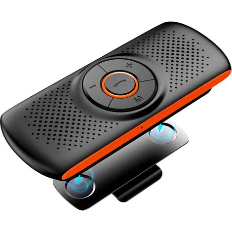 Kit Mains Libres Voiture Bluetooth 5.0 - 1 Unité - Plastique - Lecteur TF et Micro DSP - Pour Conduite Sécurisée - Orange (1/5)