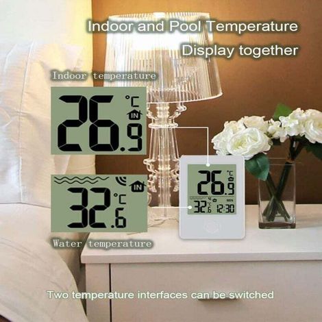 Kabelloses, schwimmendes Thermometer für Innen- und Außenbereiche, digitales Schwimmbadthermometer mit LCD-Bildschirm für Innen- und Außenpools sowie Spas, 1 Set TONCHEA (1/5)