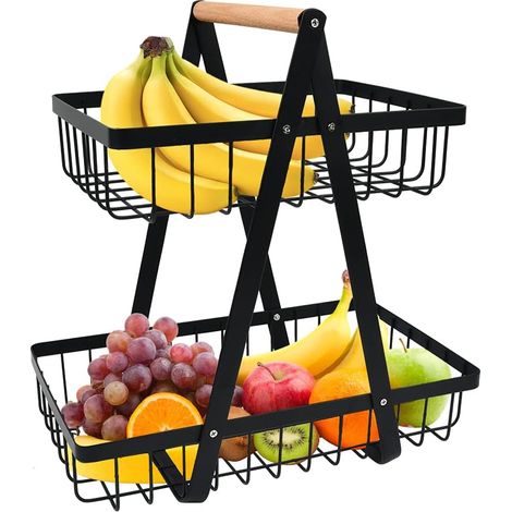 Détachable Panier Fruit à 2 Niveaux Corbeille de Fruits avec Tournevis Cuisine Corbeille Fruits et Légumes Porte Legume pour Fruits Légumes Panier Rangement Cuisine Maison Bureau (1/5)