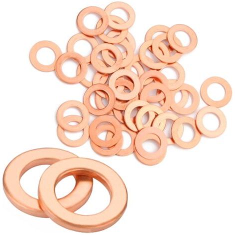 Rondelles Metal Joint Cuivre Vidange M6 50pcs Rondelles pour Gonds de Porte, Plates Joint Bouchon Vidange Joint Torique pour Fixations à vis,L'étanchéité des Vis Bagues D'étanchéité (M612  1) (1/5)