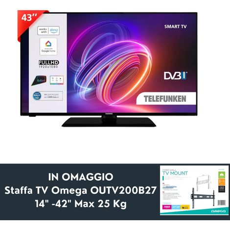 Telefunken Te43551b42 Smart 43" Full Hd-dvb-t2 + Omega Staffa Tv Outv600f (1/5)