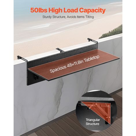 Table Suspendue Balcon - 1220 x 450 x 240 mm Table de Bar Pliante (1/5)