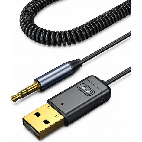 Récepteur Audio Bluetooth 5.0 USB pour Voiture avec AUX 3,5 mm, Appels Mains Libres (1/5)