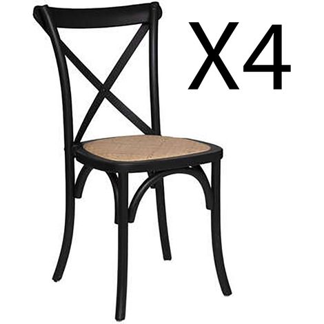 Lot de 4 chaises en bois hêtre coloris noir - Longueur 48 x Profondeur 52 x Hauteur 89 cm -PEGANE- (1/3)