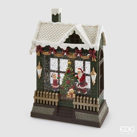 EDG Enzo De Gasperi Diorama Casetta Natalizia LED H26 cm con Musica e Movimento – Decorazione di Natale (1/2)