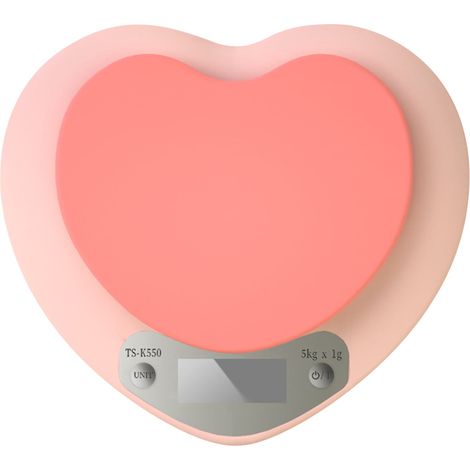 Balance De Cuisine - 5 kg - Précision 1 g - Affichage LCD - Fonction Tare - Forme Cœur - Unités g/oz/lb - Alimentée Par 2 Piles AAA (1/5)