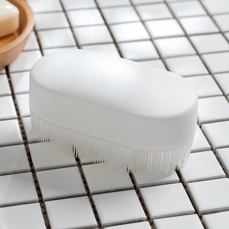 Brosse à linge multifonctionnelle pour la maison, avec tête de brosse souple, amovible, créative et minimaliste, en plastique blanc à poils souples. (1/5)