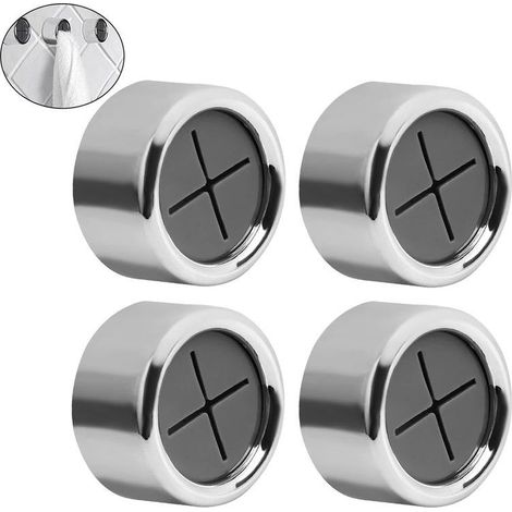 Lot de 4 Porte-Torchons Autocollant, Ronde Porte Torchon Ventouse, Attache Torchon, Accroche Torchons Adhesif, Sans Perçage Ronde Crochet à Serviette, pour Salle de Bain, Cuisine et Ménage (1/5)