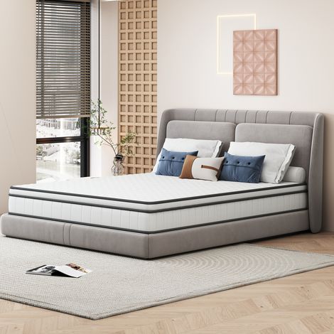 JOOKGBD-Matelas 140x200x25 cm, Matelas à Ressorts Ensachés 7 Zones, Housse Microfibre Matelassée, Dureté H2, Respirant, Certifié Öko-Tex