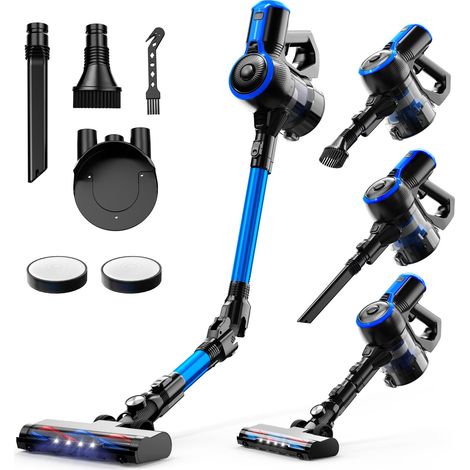 Aspirateur Balai sans Fil 25Kpa, Aspirateur sans Fil 160W avec 2 Modes, Aspirateur Balai avec Tige Pliable à 180°, Lumières LED, Support Facile, jusqu'à 40 Minutes d'autonomie (1/5)