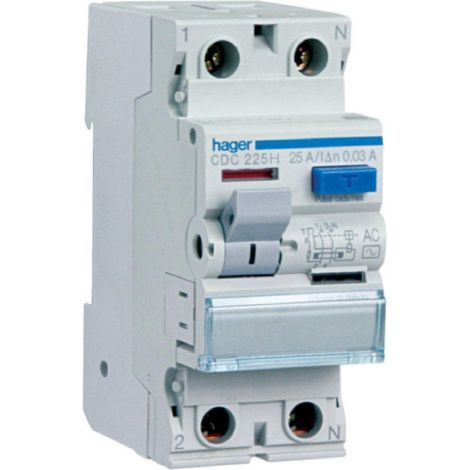 Hager interruttore differenziale puro bipolare 2 poli 300 ma 25a 2 moduli cfc225h