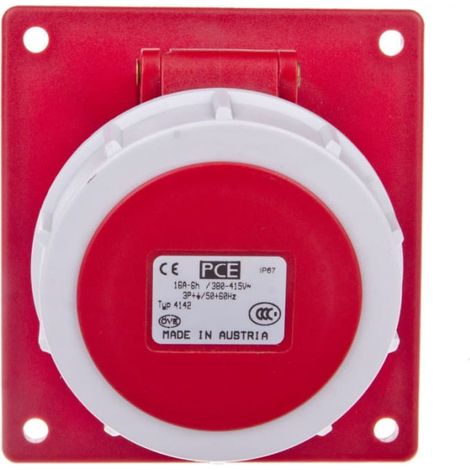 Presa angolare da pannello 16A 4P 400V rossa IP67 power twist 4142-6