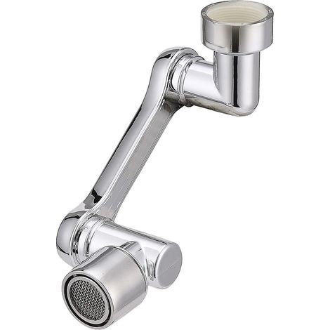 Adaptateur de raccordement pour aérateur de robinet argenté, pivotant à 1080°, pliable, jet à bulles douces, multifonctionnel, rotation à 1080° (1/5)