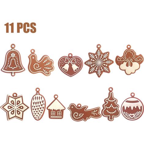 Décor De Noël - Ornements En PVC Pour Arbre De Noël - Figurines De Pain D’épices Hommes Et Animaux - 11 Pièces Avec Cordons (1/4)