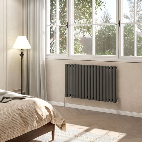 AVER-GROWTH Anthracite Radiator Horizontal Oval Column Single Panel Rad 600x1003mm (1/5)