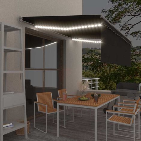 Store banne-Auvent manuel rétractable avec store et LED 4,5x3 m Anthracite (1/5)