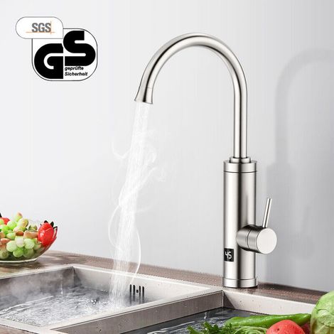 Robinet Électrique Instantané 230V avec Certification GS, Chauffe-Eau Instantané pour Cuisine avec Écran LED,  Mitigeur de Cuisine Rotation 360° (1/5)