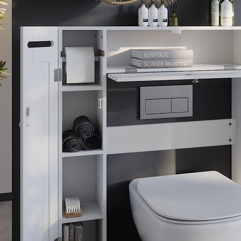 Toilettenschrank Bianco, Weiß, 89 x 99 cm mit 2 Toilettenpapierspendern, Vicco