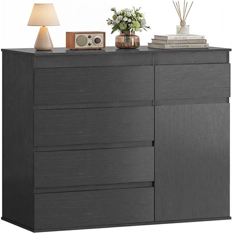 HOMCOM Chest Of Drawers, 5 Drawer Dresser with Soft-Close Cabinet, Black