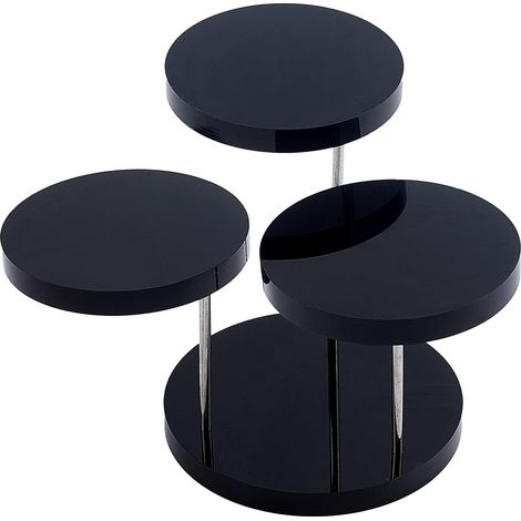 Schwarzer, dreistufiger Drehsockel aus Acryl, drehbarer Präsentationsständer für Ohrringe, Ringe und Armbänder
