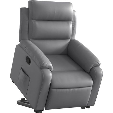 Sillón TV reclinable con cómodo acolchado y función de elevación eléctrica en PVC gris DEC027987 (1/5)