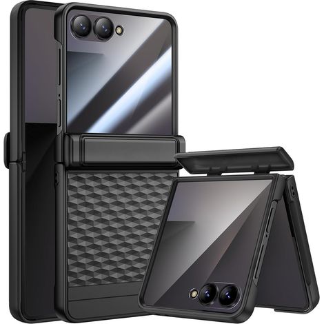 Custodia per Samsung Galaxy Z Flip7 5G, in PC, con vetro, nera (1/5)