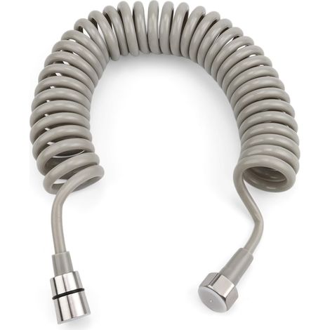 5 Mètre PE Flexible Douche, Gris Télescopique Flexible WC, Interface Inox Tuyau de Douche, pour Douchettes à Main, Toilettes, Pistolets de Baignoire, Douchettes de Lavabo (1/5)