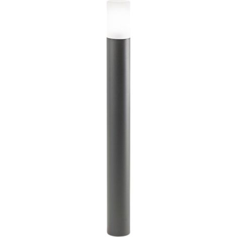 Lampo - Borne de jardin avec ampoule E27 IP54 H 90 cm, métal peint, verre satiné, borne d'extérieur - Perenz - Gris foncé
