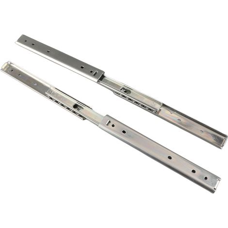 Lot de 2 glissières de tiroir de 200 mm de diamètre et 27 mm de largeur, à extension complète et à trois plis, en acier laminé à froid, à double couche et roulement à billes. (1/5)