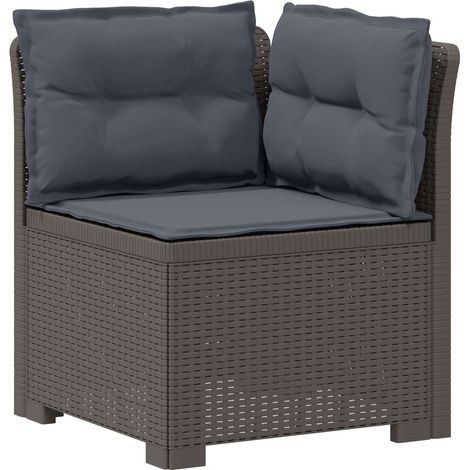 1-Seater Garden Sofa with Cushions Rattan Look PP Light Grey vidaXL (1/5)