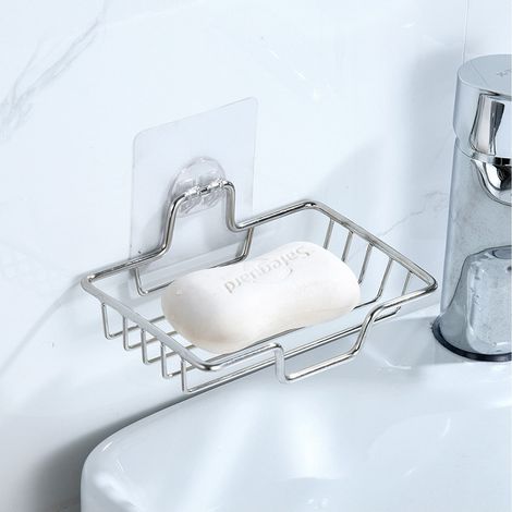 Etagère D'Angle Pour Salle De Bain - En Fer Blanc Sans Perçage - 14 x 9,5 x 5,5 cm - Idéale Pour Coin 90° - 1 Pièce (1/5)