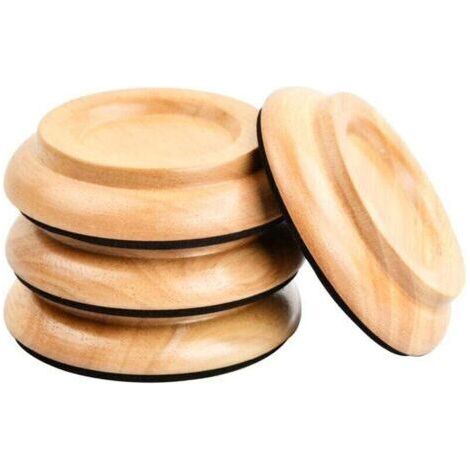 4 Pcs Coupelles de Piano en Bois Dur, Patins de Protection pour Piano Droit, Tampons de Protection pour Pieds de Meuble, Coussinets de Pieds Antidérapant pour Tapis et Protection de Sol (Nature (1/4)