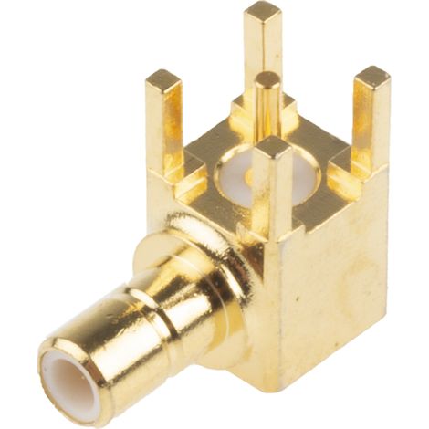 Connecteur coaxial RS PRO Mâle à angle droit, raccordement A souder 50O Montage sur CI ( Prix pour 1 ) (1/3)