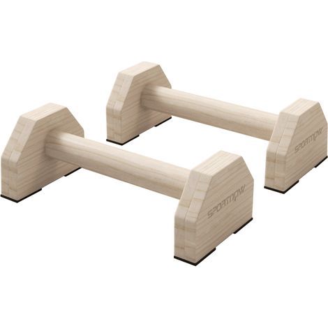 Barres de pompes en bois de hêtre (lot de 2), robustes et antidérapantes, charge maximale 120 kg, dimensions 30 x 13 x 10 cm, finition naturelle (1/5)