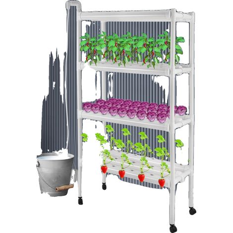 Support de culture hydroponique, 108 sites de plantation, 4 niveaux, charge maximale 15 kg, conception à monter au sol (1/5)