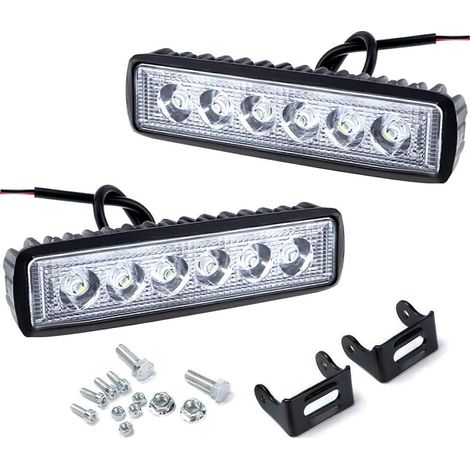 2 Piece Phare de Travail LED,12v 24v Projecteur Spot Phare de Travail Longue Portee LED Phare pour Moto Voiture Camion Tracteur SUV Bateau (18W) (1/5)