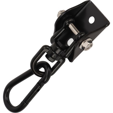 Crochet de suspension pour hamac en acier inoxydable, rotation à 360°, roulement robuste, kit de suspension pour hamac d'extérieur, noir (1/5)