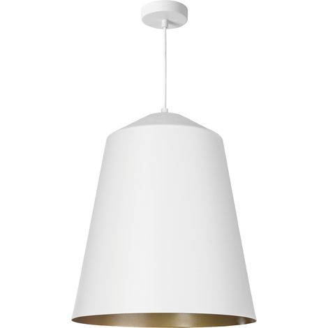 Paco Home Pendelleuchte Wohnzimmer Hängelampe Esstisch Küche Lampenschirm Industrial Pendelleuchte - Weiß, Messing (Ø36.5 cm) (1/4)