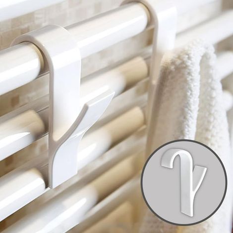 Crochets de radiateur de salle de bain - 20 cintres de chauffage / crochets collants pour serviettes / crochets pour chauffe-serviettes (1/3)