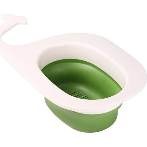 Panier égouttoir multifonctionnel pour évier, facile à nettoyer, pour fruits et légumes, blanc et vert.-AquaForge (1/5)