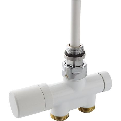 Fondital Thermostatventil Einpunktanschluss, DN 15 x DN 20, Messing, Weiß