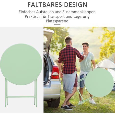 Ensemble de jardin Outsunny 2 places, mobilier de balcon pliable, table bistrot avec 2 chaises pour cour et terrasse, vert