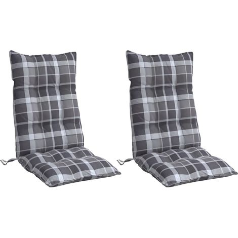 Coussins de chaise à dossier haut lot de 2 motif carreaux gris vidaXL